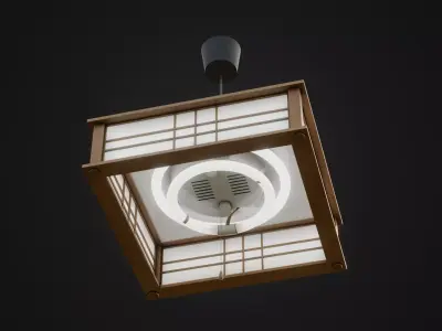 Retro Japanese Ceiling Light Low-poly 3D model