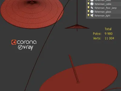 STEEL FISHERMAN PENDANT FLOOR LAMP 3D model