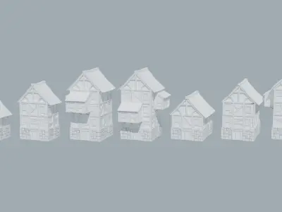 Modular Medieval Houses Low-poly 3D model purchase