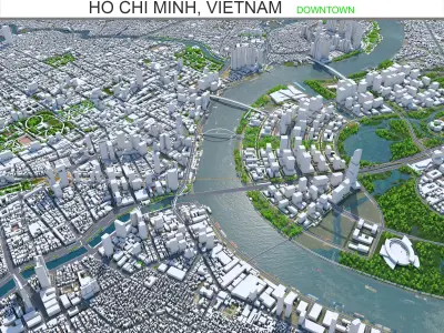 Ho Chi Minh Downtown Vietnam Low-poly 3D model