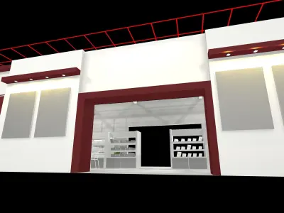 exhibition stall design 20 x 08 m 3 side open Low-poly 3D model 3D model