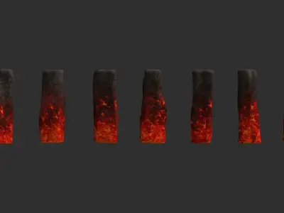 Rock Pillars - Lava Low-poly 3D model
