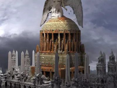 Domed City High rise Monolith Structures 3D model