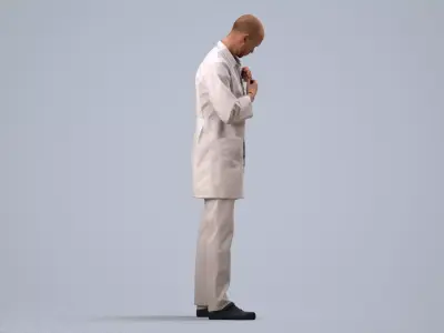 00201Lucian004 - Adult Caucasian man standing in architectural 3D model