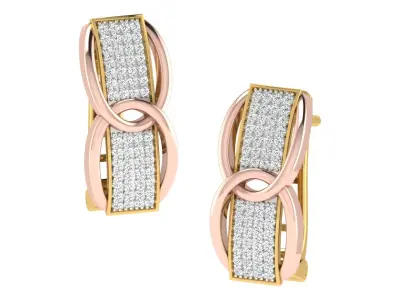 Yellow gold diamond  earring-EZ BI-73 3D print model