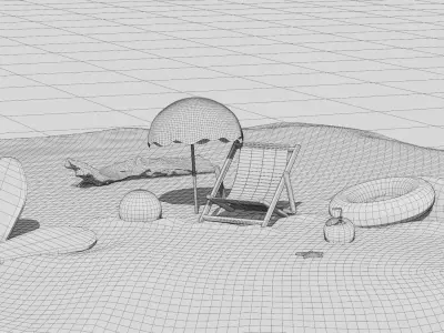 Beach Holiday Virtual Set Extension and Game Asset 3D model