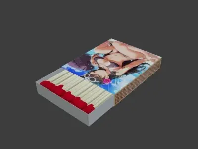 Matchbox 3D model matches in box Free low-poly 3D model
