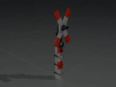 Railway crossing traffic light GDR Version Low-poly 3D model