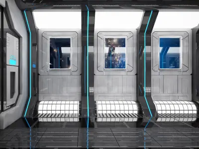 SCI FI INTERIOR SCENE SPACE SHIP 3D model