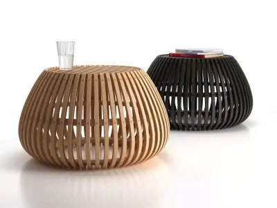 Bubo Bubo side table made of wood with glass on top 3D model