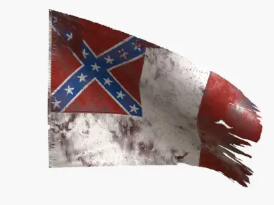 US Flag 3rd National Confederate Low-poly 3D model