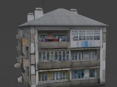 Russian panel house lowpoly Low-poly 3D model