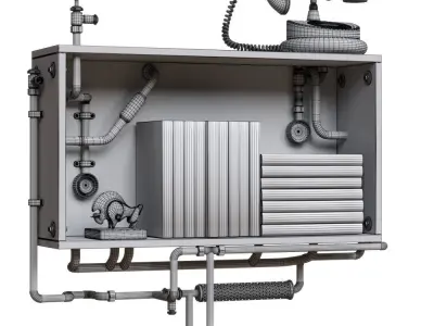 Steampunk Industrial Wall Shelf  3D model