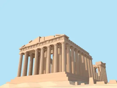 Cartoon Low Poly Greece Parthenon Landmark Low-poly 3D model