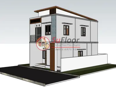 House 6x11m code 448- Sketchup 3D model 3D model 3D model