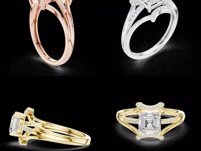 Split Shank Diamond Engagement Ring CAD Model 3D 3D print model