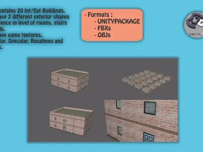 Int Ext Buildings Low-poly 3D model