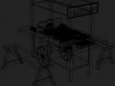 Angkringan Indonesia Street Food cart 3D asset Full Bundle Low-poly 3D model