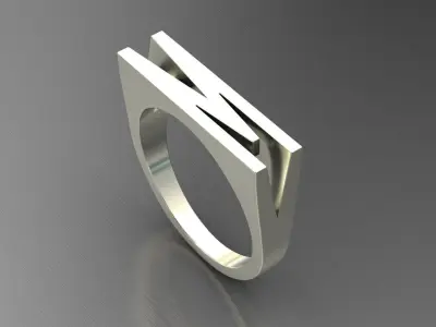alphabet ring letter M 3D print model