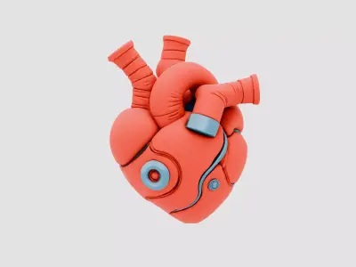 Futuristic Biomechanical Heart Low-poly 3D model