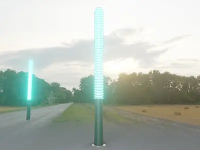 Low-Poly Moss Green Light Column 14 - Street Light Set-9 Low-poly 3D model