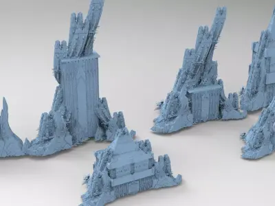 Ancient Stone Tower rock formation 6 models 3D model