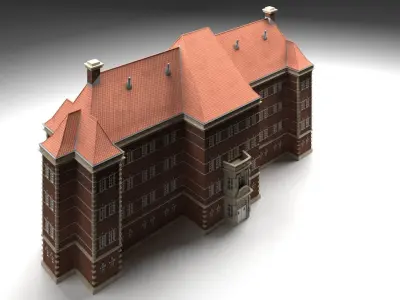 Modular Historicism tenement house  public utility building Low-poly 3D model