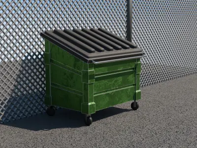 Stylized Garbage Container Low-poly 3D model