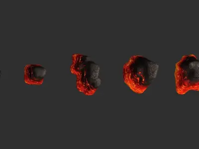 Rock Spires - Lava Low-poly 3D model