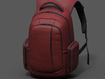 Backpack red human generic Camping scifi fantasy space  Low-poly 3D model