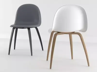 Gubi 5 wooden chair with two sticks in middle 3D model