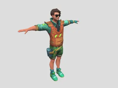Stylish Street Boy Low-poly 3D model