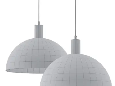 Mid-Century Modern Brass Dome Hanging Pendant Light 3D model