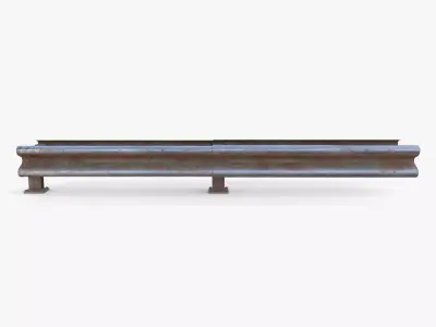 Tileable double sided traffic barrier guardrail V2 weathered Low-poly 3D model