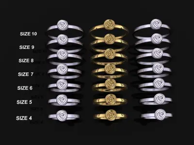 Rope Knot Ball Ring Band Mix Size 4 5 6 7 8 9 10 3D print model
