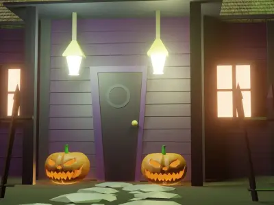 Halloween Haunted House Spooky Low Poly Model 3D model Low-poly 3D model