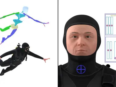  Scuba Diver and Fish Rigged Collection 