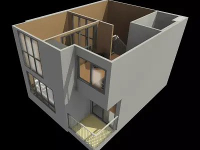 Double space apartment room by REVIT 25R14 3D model
