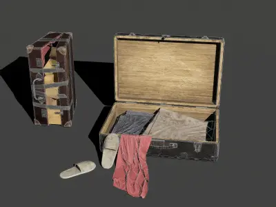 Suitcases Kit Low-poly 3D model
