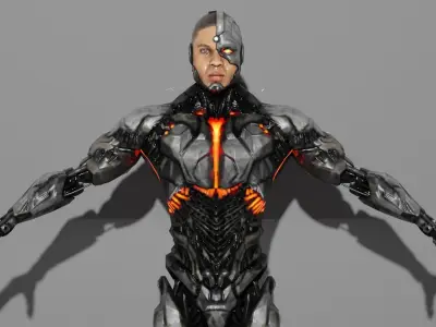 Cyborg man in futuristic suit 3D model
