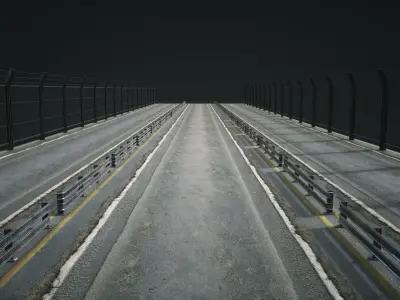 Road PBR metal fence Low-poly 3D model