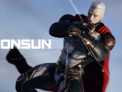 Male Superhero Game Character - Ironsun Low-poly 3D model