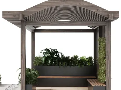 Landscape Furniture with Pergola and Roof garden 3D model get