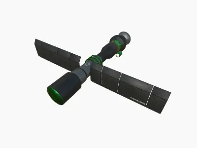 Satellite C01 Black Green - SciFi Space Design Low-poly 3D model