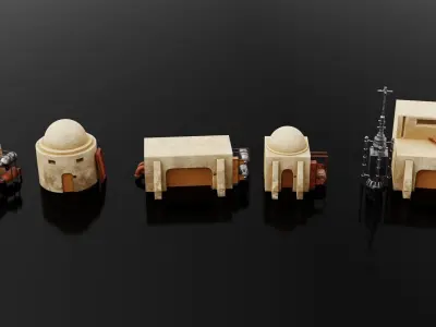 star wars  tatooine buildings Low-poly 3D model
