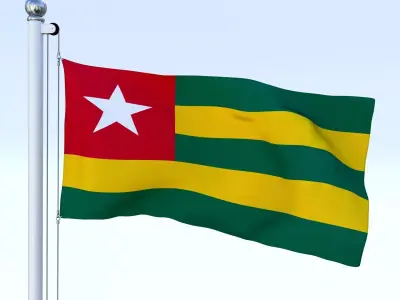 Animated Togo Flag Low-poly 3D model