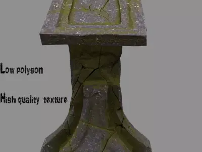 lectern 1 stone bench with moss Low-poly 3D model