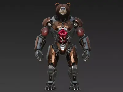 Animal Humanoid Robot Bundle 10 Sci-Fi Character Low-poly 3D model