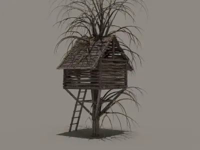Old Tree House Low-poly 3D model
