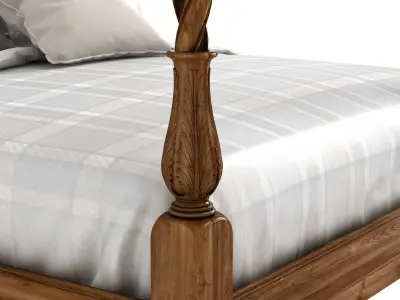 King Size Mahogany Plantation Poster Bed by Leighton Hall 3D model